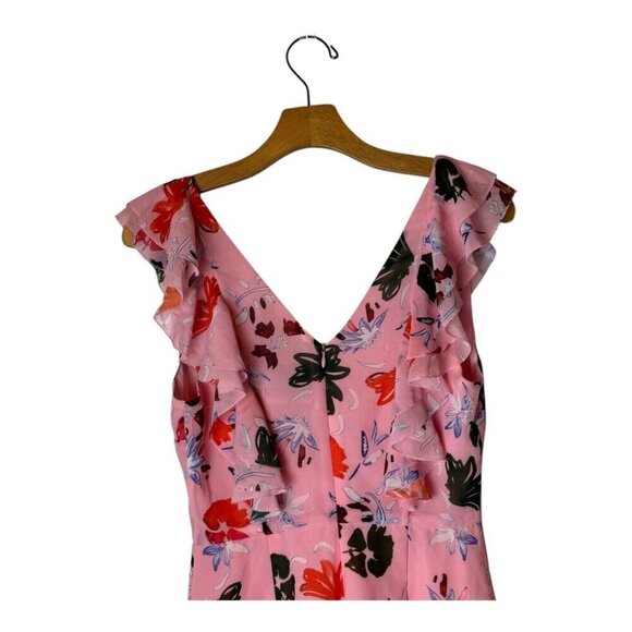 C/MEO Collective Romper Women Small Pink Floral Print V Neck Ruffled Elation‎ - Picture 5 of 12